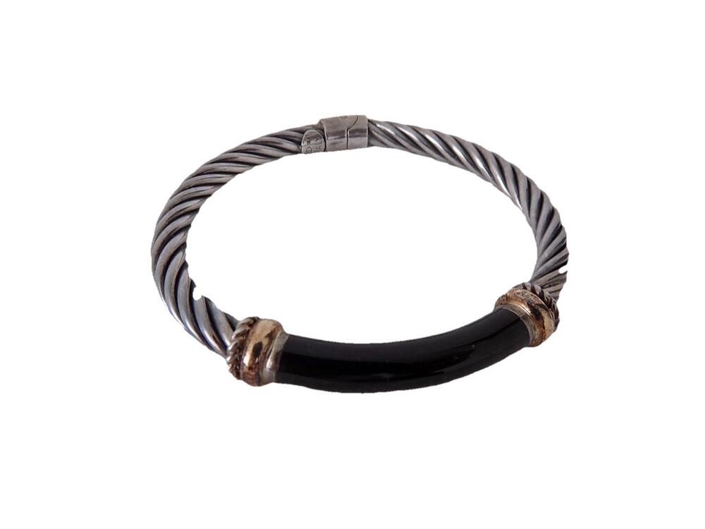 Italian 925 sterling silver 18K twisted bangle bracelet